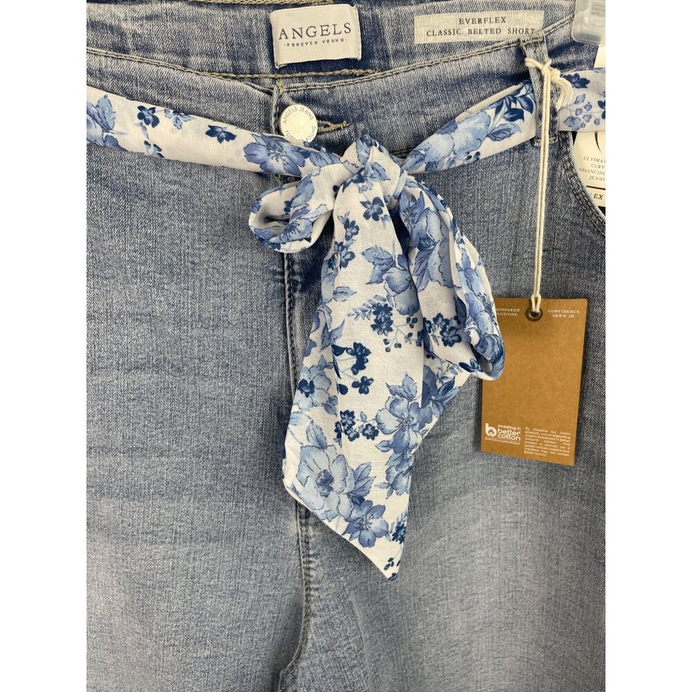 Angels Forever Young Everflex Classic Belted Denim Jean Shorts Womens Size 24W - Picture 3 of 13
